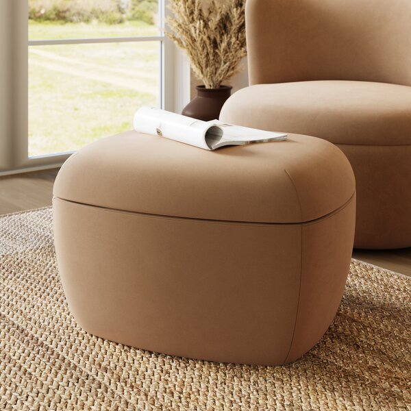 Modern Curves Velvet Storage Footstool Light Caramel