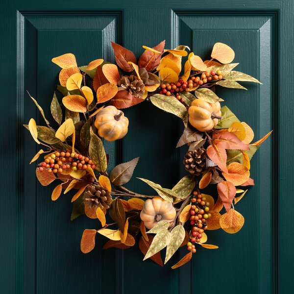 Artificial Autumnal Pumpkin Wreath