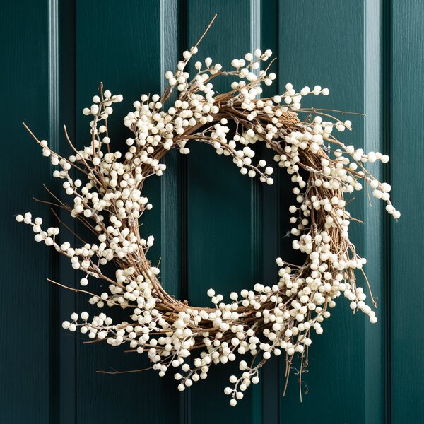 Artificial White Berry Wreath White