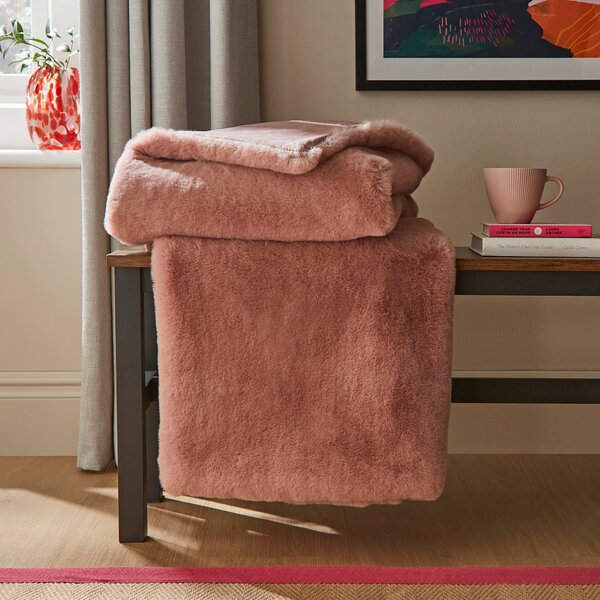 Silky Soft Faux Fur Throw Blush