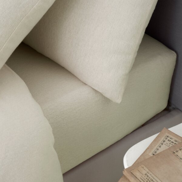 Catherine Lansfield Brushed Cotton Soft and Cosy Bed Linen Fitted Sheet Cream