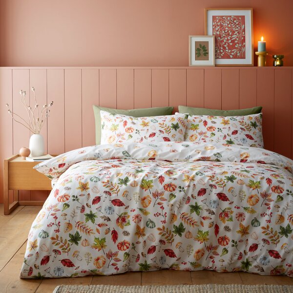 Catherine Lansfield Autumn Pumpkins Duvet Cover Bedding Set Orange