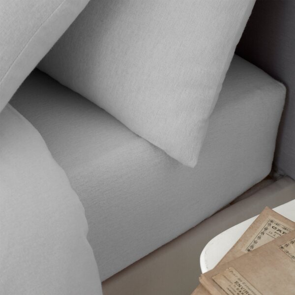 Catherine Lansfield Brushed Cotton Soft and Cosy Bed Linen Fitted Sheet Grey