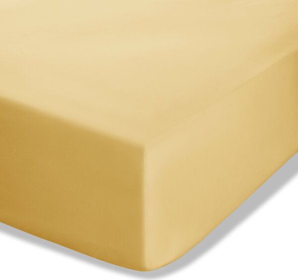 Catherine Lansfield Easy Iron Percale Extra Deep Bed Linen Fitted Sheet Ochre