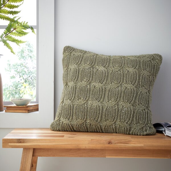 Catherine Lansfield Chunky Marl Knit 45cm x 45cm Filled Cushion Olive