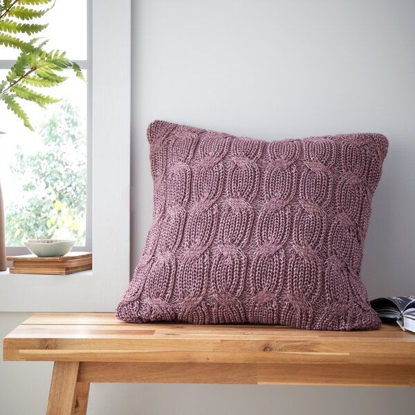 Catherine Lansfield Chunky Marl Knit 45cm x 45cm Filled Cushion Plum