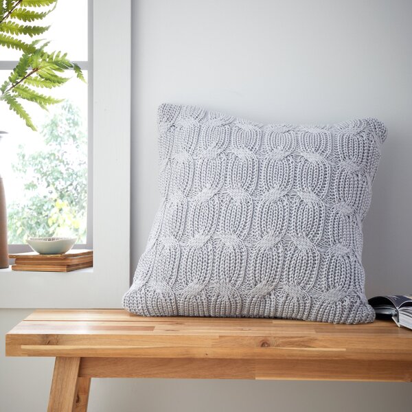 Catherine Lansfield Chunky Marl Knit 45cm x 45cm Filled Cushion Silver