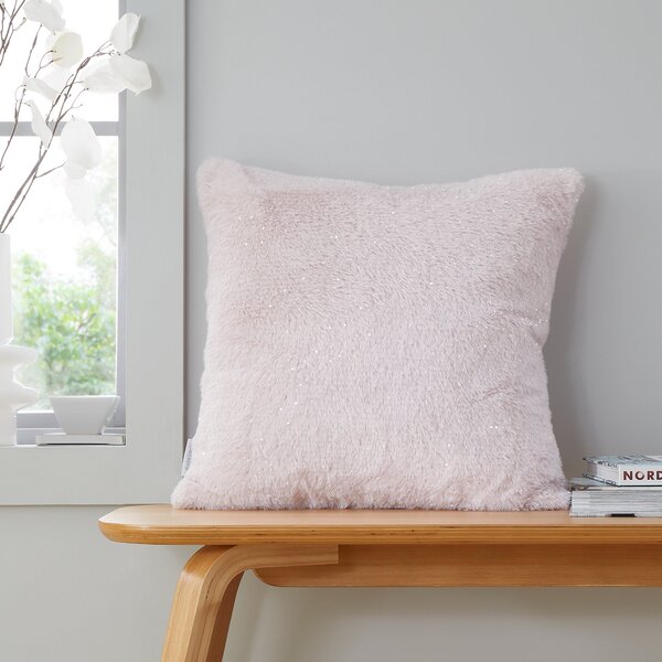 Catherine Lansfield Glamour Faux Fur Filled Cushion 45cm x 45cm Blush
