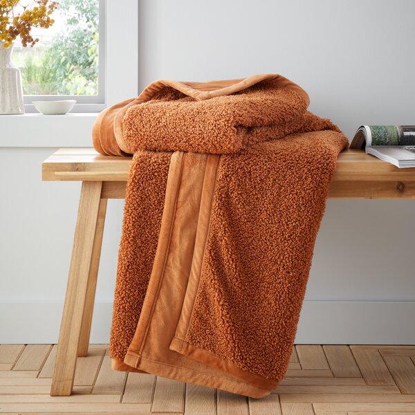 Catherine Lansfield So Soft Velvet Boucle 130cm x 170cm Throw Caramel