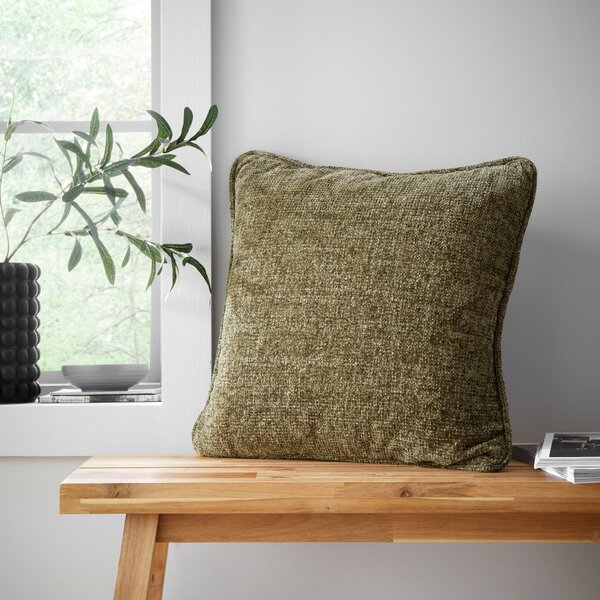 Catherine Lansfield Wilson Plain Chenille 45cm x 45cm Filled Cushion Olive