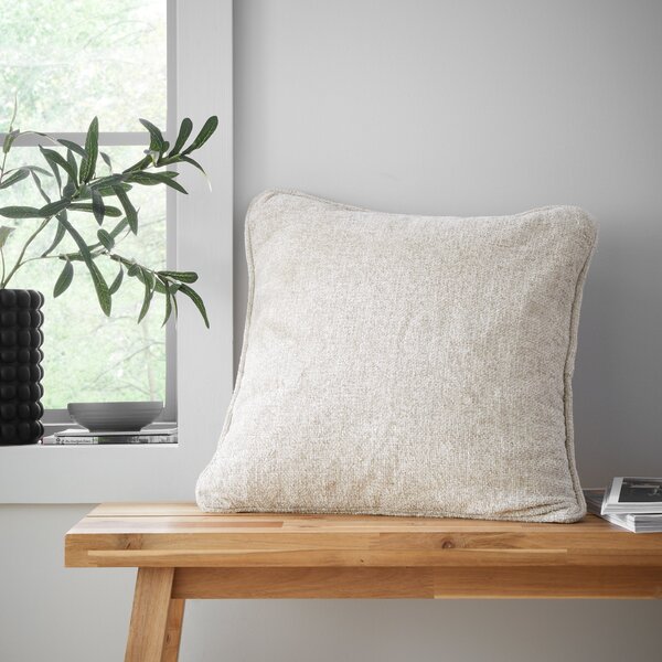 Catherine Lansfield Wilson Plain Chenille 45cm x 45cm Filled Cushion Natural