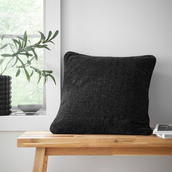 Catherine Lansfield Wilson Plain Chenille 45cm x 45cm Filled Cushion Black