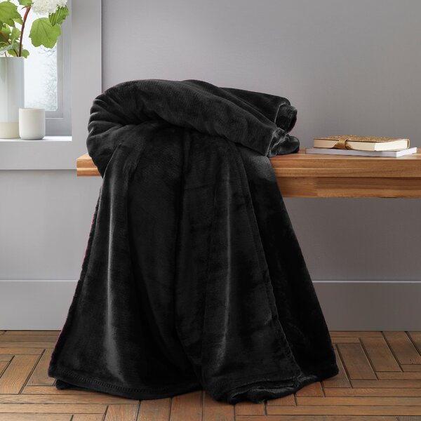 Catherine Lansfield Raschel Velvet Touch 130cm x 170cm Throw Black