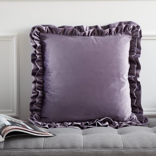 Catherine Lansfield So Soft Velvet Touch Double Frill 43cm x 43cm Filled Cushion Lilac