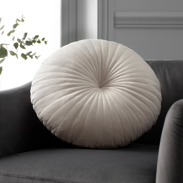 Catherine Lansfield Velvet Round Cushion 40cm Filled Cushion Natural