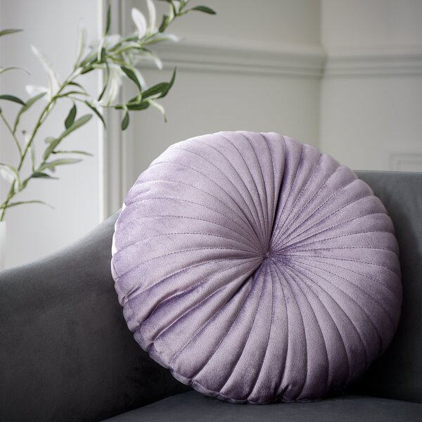 Catherine Lansfield Velvet Round Cushion 40cm Filled Cushion Lilac