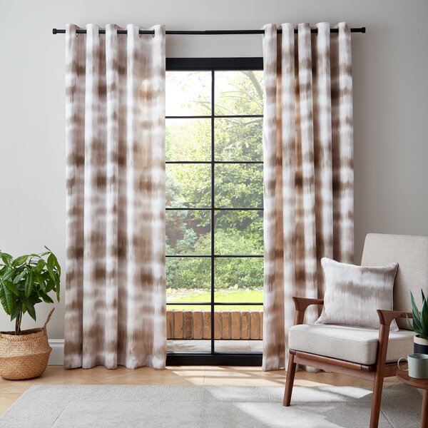 Catherine Lansfield Ombre Texture Thermal Ready Made Eyelet Blackout Curtains Natural