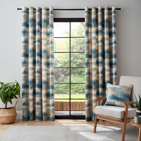 Catherine Lansfield Ombre Texture Thermal Ready Made Eyelet Blackout Curtains Teal