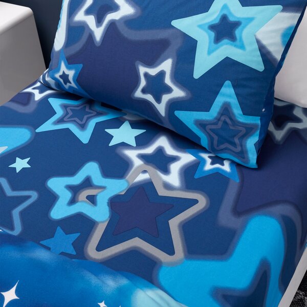 Catherine Lansfield Ombre Star Bed Linen Fitted Sheet Blue