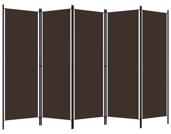 5-Panel Room Divider Brown 250x180 cm