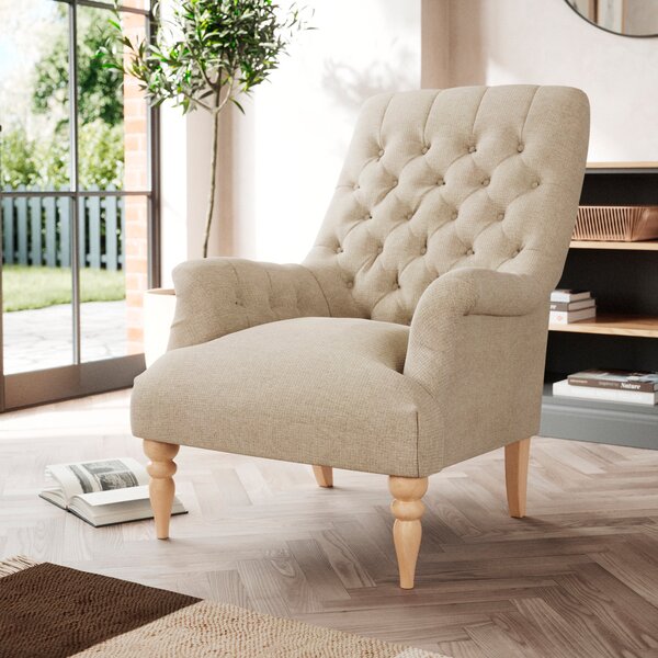Bibury Buttoned Back Chair Tonal Weave Natural