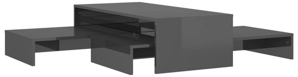 Nesting Coffee Table Set High Gloss Grey 100x100x26.5 cm