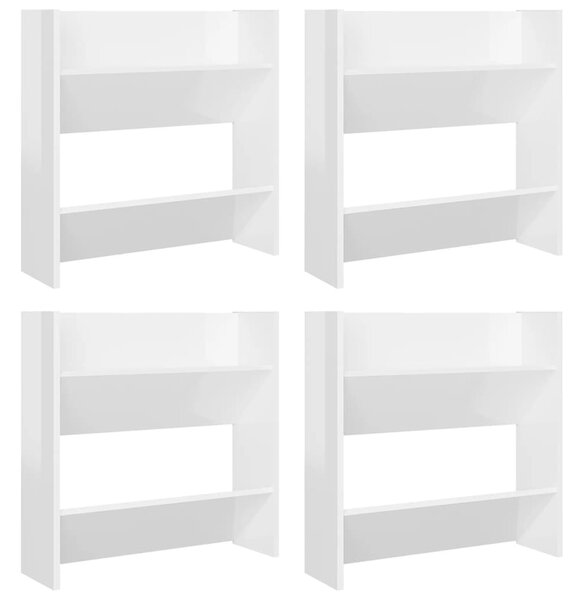 Wall Shoe Cabinets 4 pcs High Gloss White 60x18x60 cm Engineered Wood