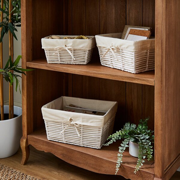 Set of 3 Rectangle Purity Baskets White