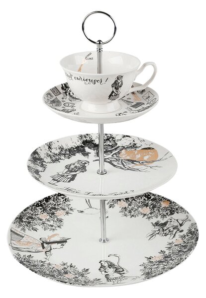 V&A Alice in Wonderland 3 Tier Cake Stand White