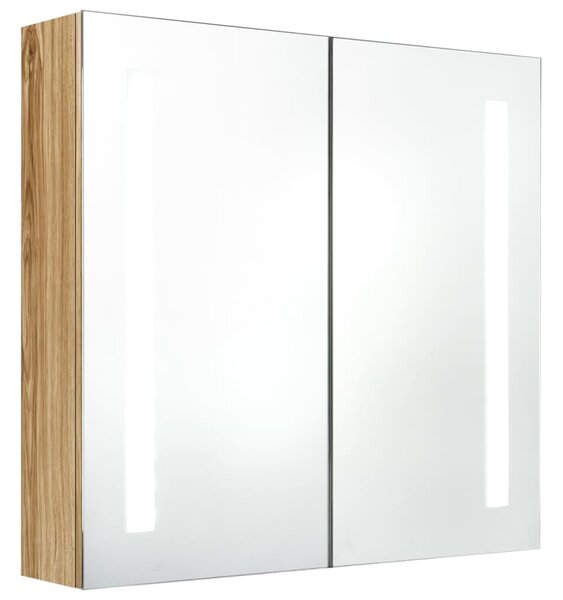 LED Bathroom Mirror Cabinet Oak 62x14x60 cm