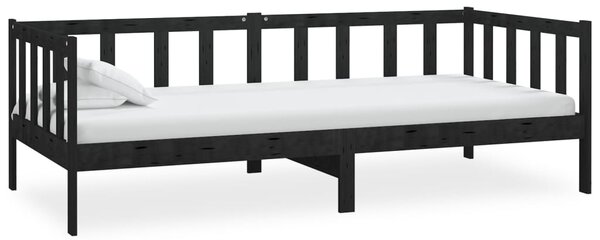 Day Bed without Mattress Black Solid Wood Pine 90x200cm