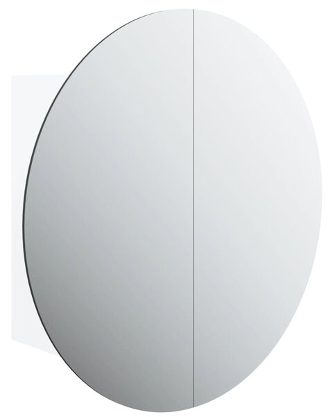 Bathroom Cabinet with Round Mirror&LED White 47x47x17.5 cm