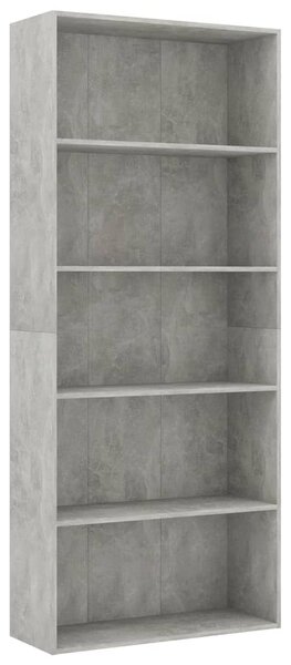 5-Tier Book Cabinet Concrete Grey 80x30x189 cm Engineered Wood