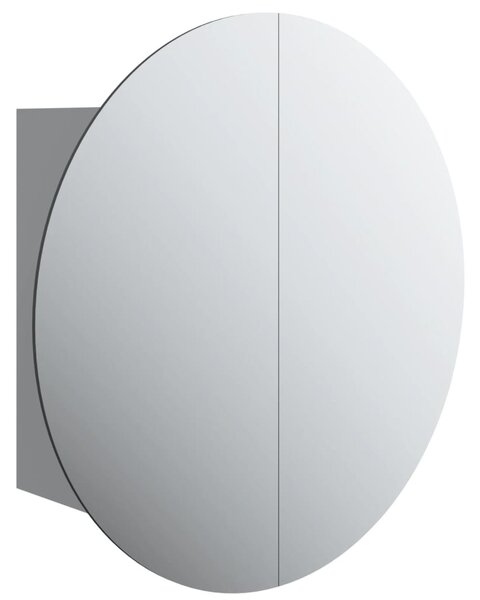 Bathroom Cabinet with Round Mirror&LED Grey 40x40x17.5 cm