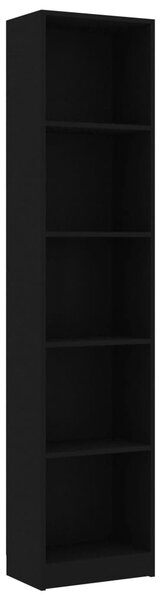 5-Tier Book Cabinet Black 40x24x175 cm Engineered Wood