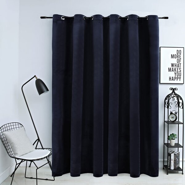 Blackout Curtain with Metal Rings Velvet Black 290x245 cm