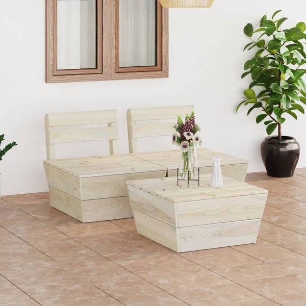 3 Piece Garden Pallet Lounge Set Impregnated Spruce Wood