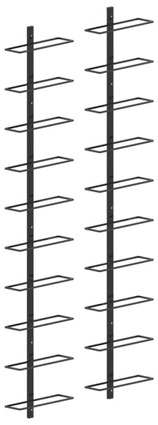 Wall-mounted Wine Racks for 20 Bottles 2 pcs Black Metal