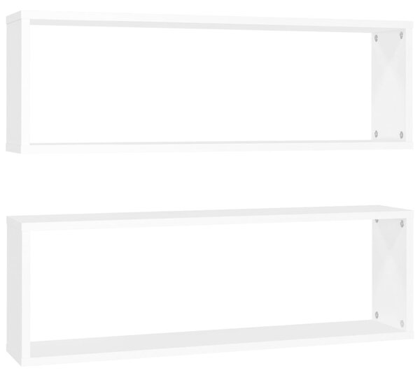 Wall Cube Shelf 2 pcs White 80x15x26.5 cm Engineered Wood