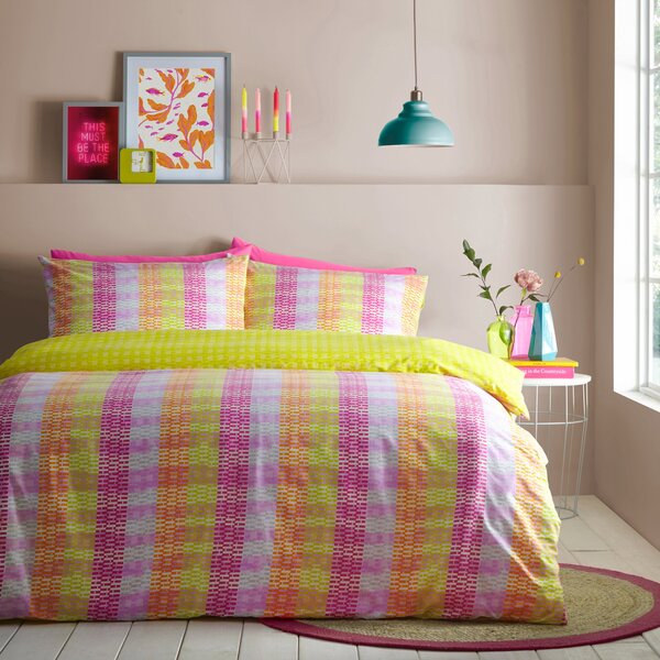 Furn. Neola Duvet Cover & Pillowcase Set Yellow/Pink/White