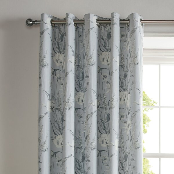 Watercoloured Floral Pink Blackout Eyelet Curtains