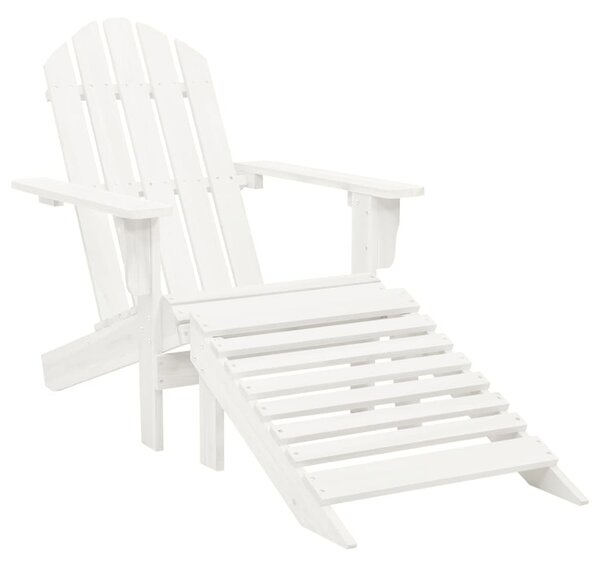 Garden Chair with Ottoman Wood White