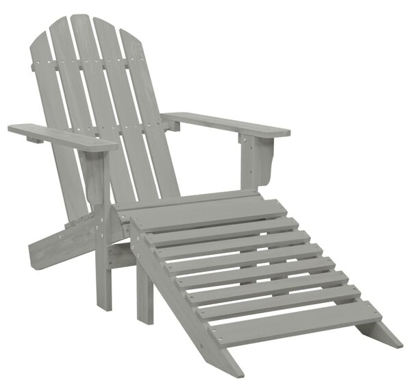 Garden Chair with Ottoman Wood Grey