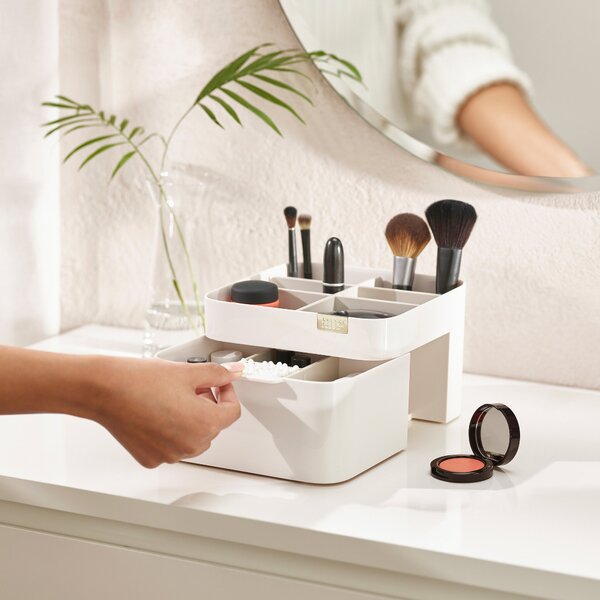 Viva Cosmetic Organiser with Drawer Shell Egg Shell (White)