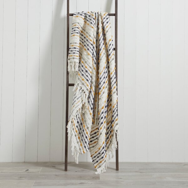 Dhadit 130cm x 150cm Throw Yellow, Grey and White