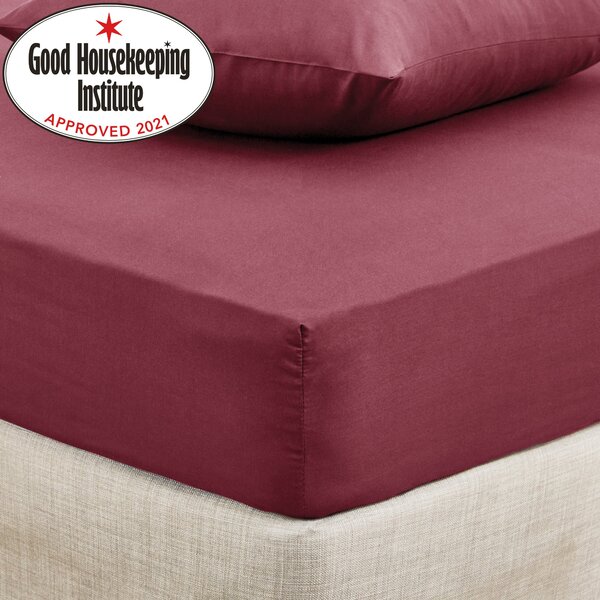 Non Iron Plain Fitted Sheet Red