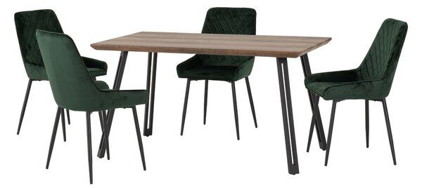 Quebec Rectangular Dining Table with 4 Avery Chairs Green