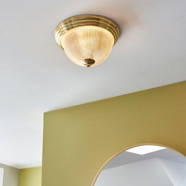 Gleeson Prismatic Bathroom 1 Light Flush Ceiling Fitting Satin Gold