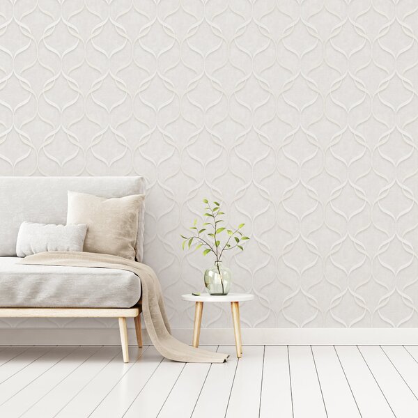 Milano Wave Off White Vinyl Wallpaper Off-White