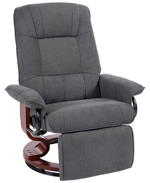 HOMCOM Reclining Swivel Chair, with Footrest - Grey